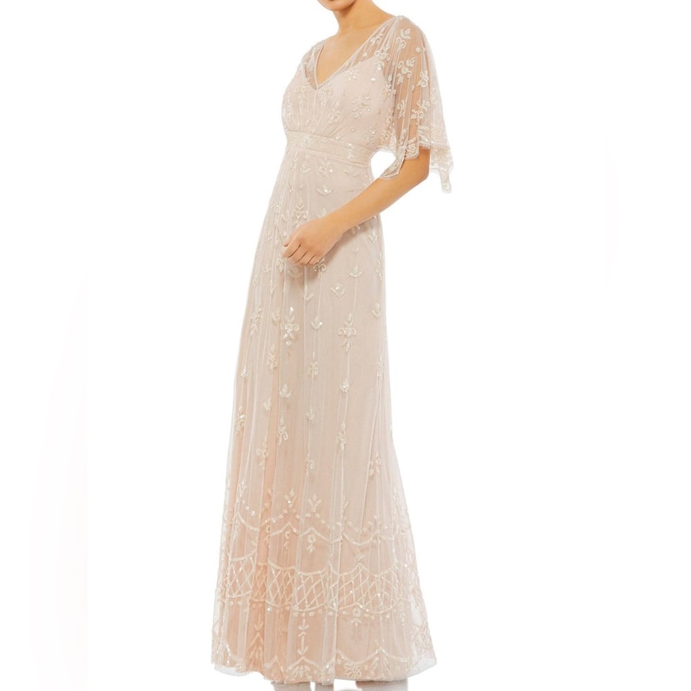 Mac Duggal Blush Pink Embroidered Maxi Dress